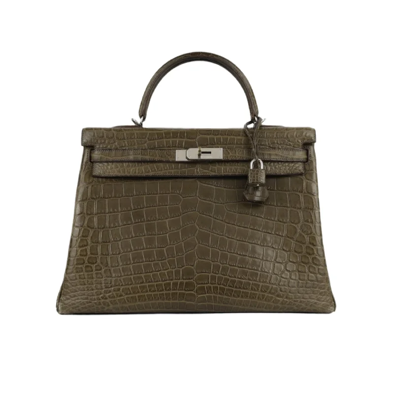 Tote bags with detachable pouches for versatility -Hermès Kelly 35- Havane Crocodile Niloticus