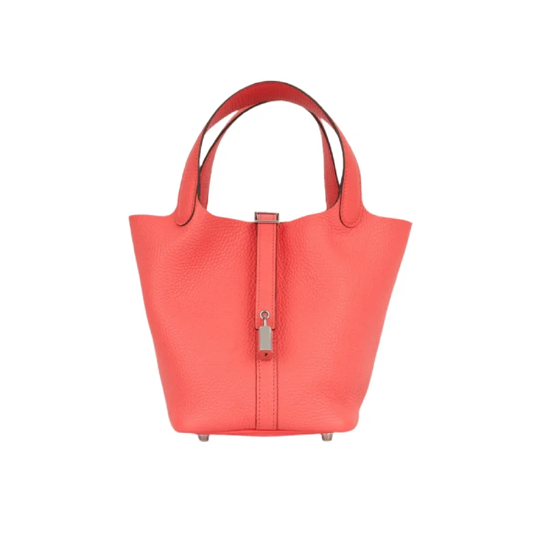 Tote bags with tropical prints for summer -Hermès Picotin 18 - Rose Texas