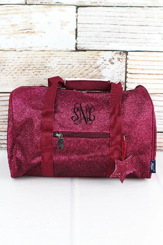 Tote bags with sleek hardware for sophistication -Hot Pink Glitz & Glam Petite Duffle Bag 12"