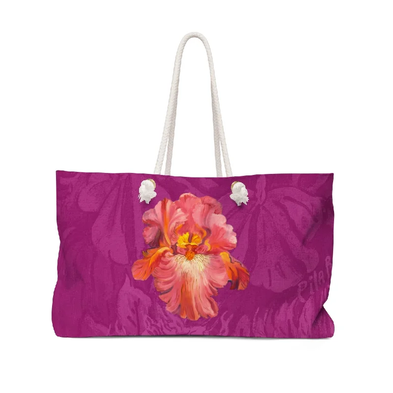 Tote bags with bold checks for trend -Weekender Tote "Iris on Pink"