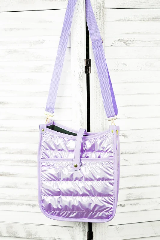 Tote bags with pastel colors for softness -Kennedy Puffy Lavender Crossbody Tablet Bag