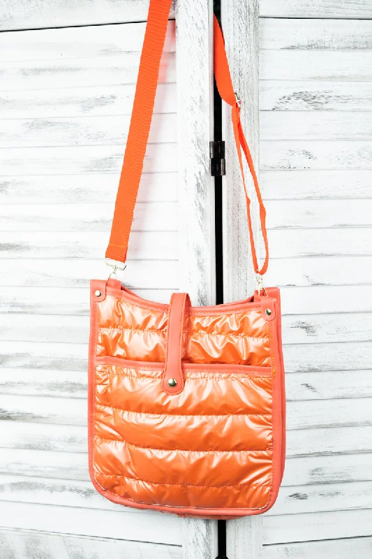 Tote bags with quilted fabric for texture -Kennedy Puffy Mango Crossbody Tablet Bag