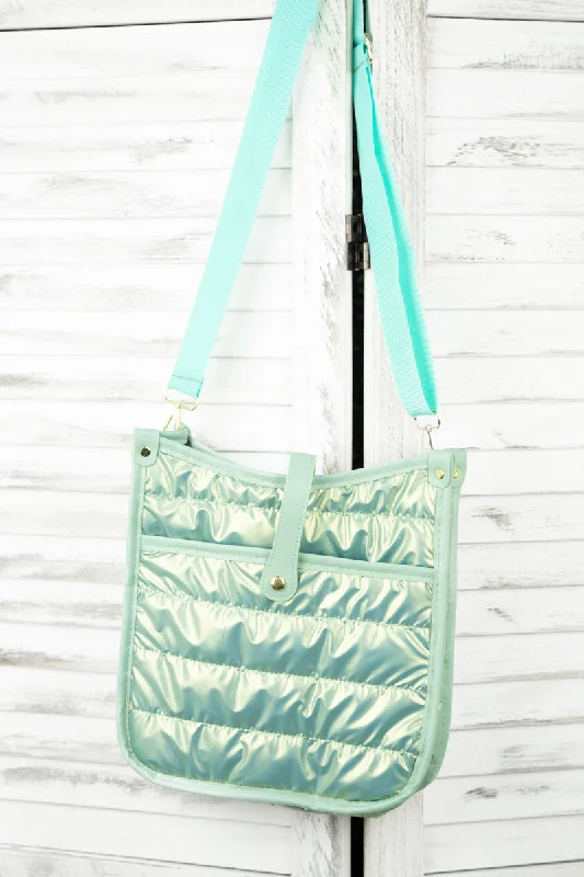 Tote bags with bold logos for branding -Kennedy Puffy Sage Crossbody Tablet Bag