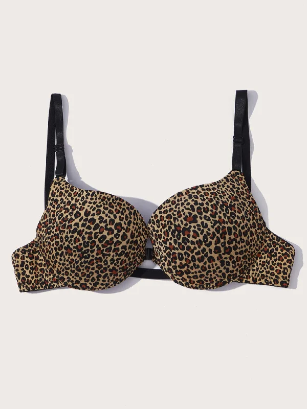 Handle bags with tropical-inspired prints for a vacation-ready, summery look-Leopard Underwire Front-close Bra