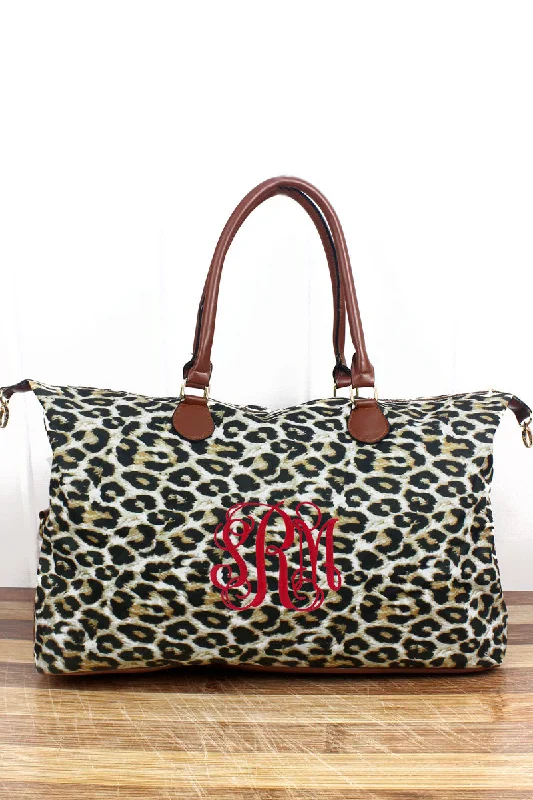 Tote bags with modern logos for branding -Leopard Weekender