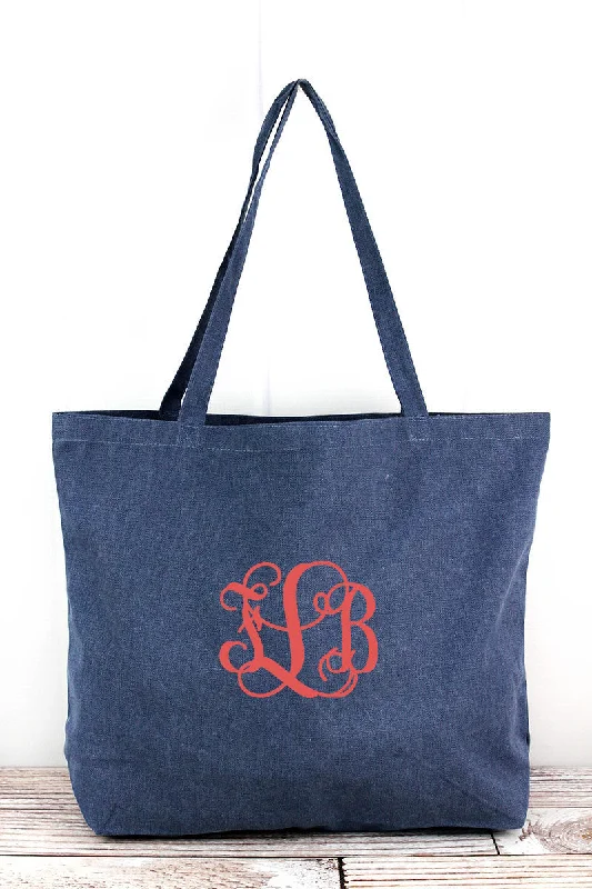 Tote bags with laptop sleeves for work -Liberty Bags Blue Jean Large Canvas Tote