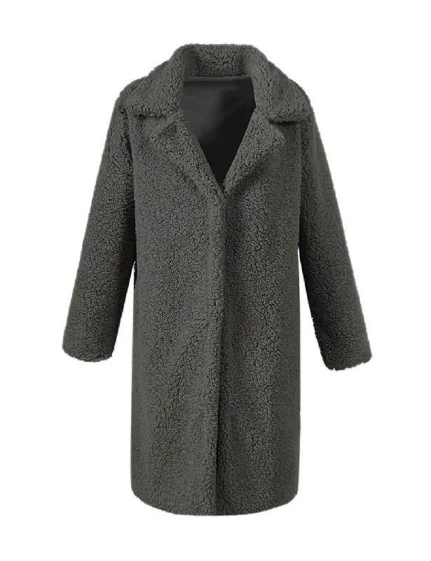 Handle bags with leather accents for a chic and classic look-Long Faux Fur Teddy Coat with Lining