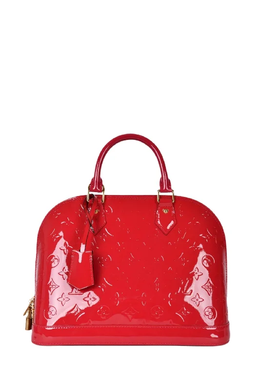 Tote bags with tropical leaves for summer -Louis Vuitton 2013 Fuchsia Vernis Patent Leather Alma PM Top Handle