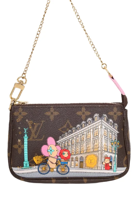 Tote bags with soft fabric for comfort -Louis Vuitton 2022 Brown Monogram Printed Mini Pochette