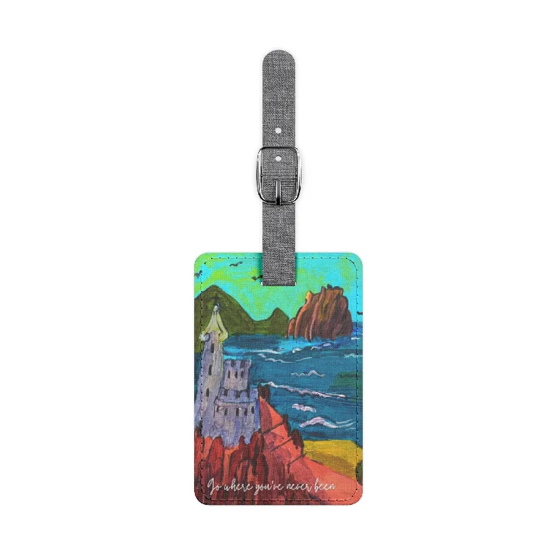 Tote bags with side pockets for extras -Luggage Tag: "Go Where You've Never Been"