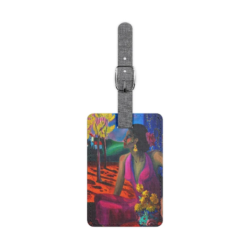 Tote bags with quilted fabric for texture -Luggage Tag: "Tarde Soleada"