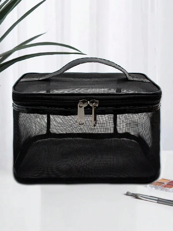 Handle bags with large front pockets for quick and easy access to essentials-Mesh Makeup Bag