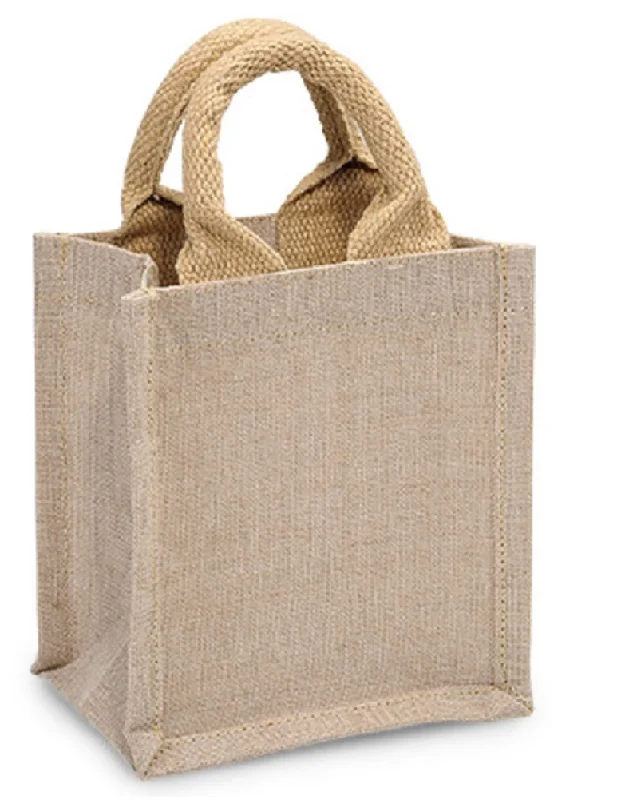 Tote bags with subtle embroidery for detail -Natural Burlap Gift Tote Bags Party Favor Burlap Totes  TJ906