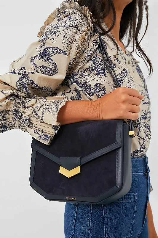 Tote bags with adjustable straps for comfort -Navy Suede London Bag