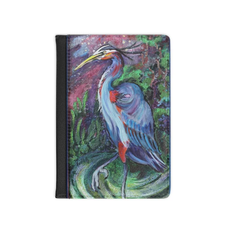 Tote bags with bold checks for trend -Passport Cover - Great Blue Heron