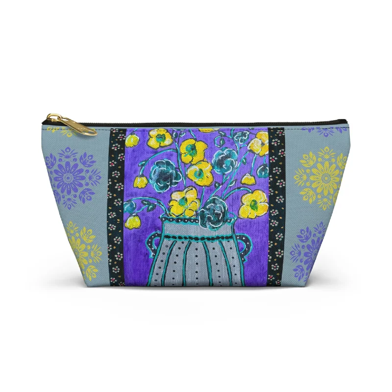 Waterproof tote bags ideal for beach day trips -Perfect Pouch - Lavendar Vase by "Monica in the Garden"