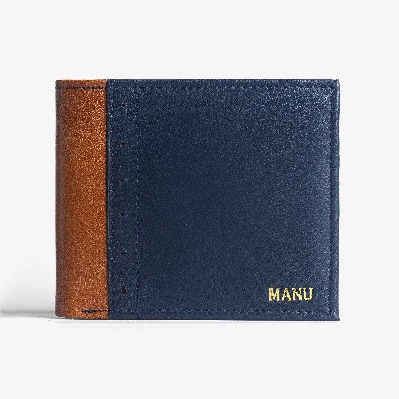 Tote bags with durable hemp for sustainability -Personalised Leather Blue Mens Wallet - Gift for Men