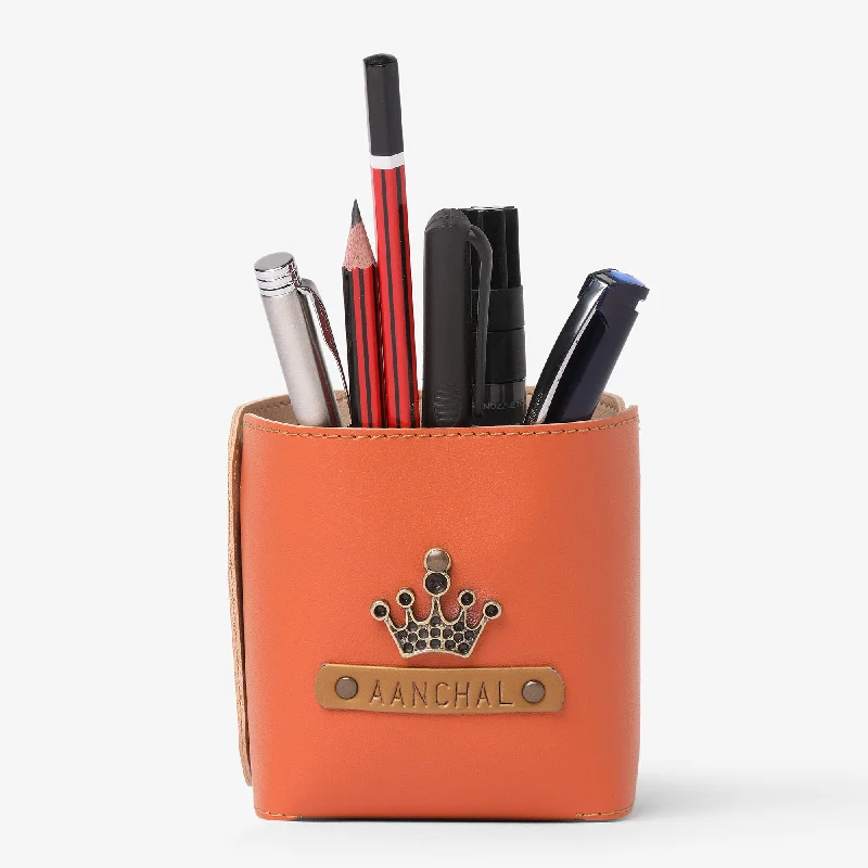 Tote bags with double handles for strength -Personalised Pen Stand Holder - Orange Soda