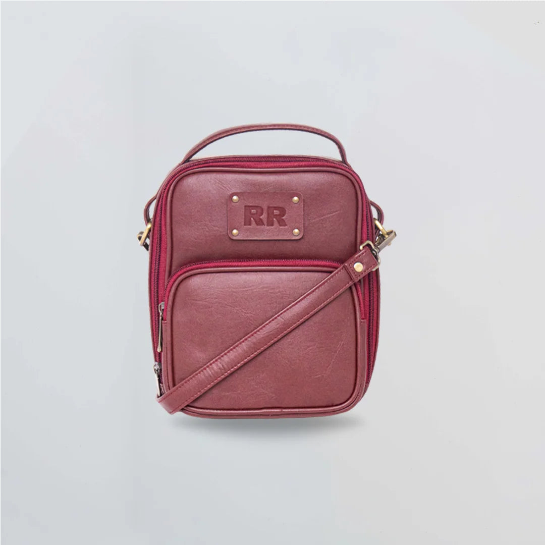 Tote bags with sleek zippers for closure -PERSONALISED TRAVEL CROSSBODY BAG - MAROON