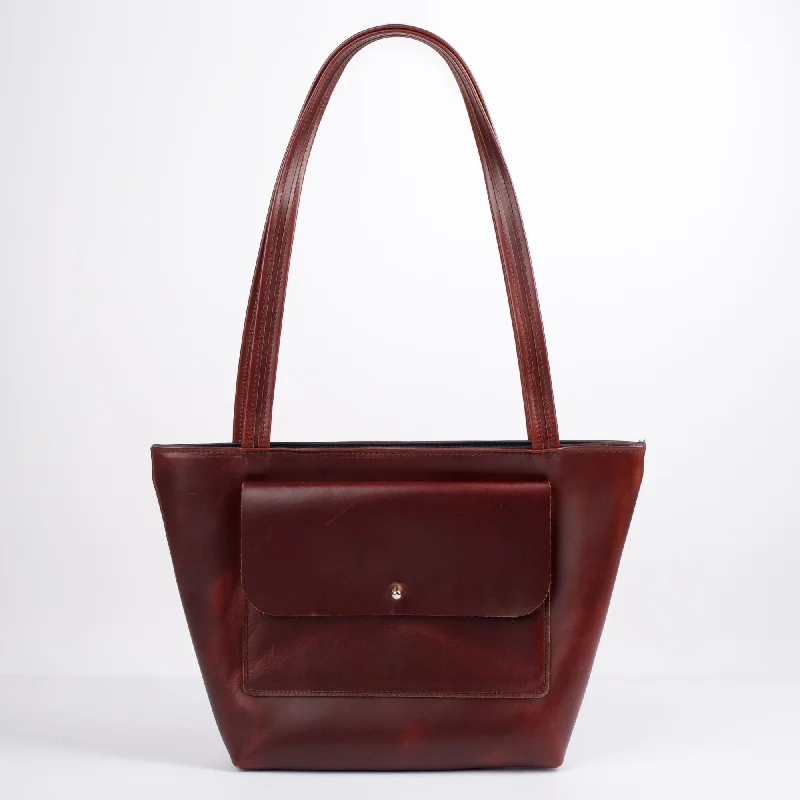 Tote bags with metallic finishes for shine -PROTOTYPE, Classic Tote, Napa Excel Leather in Mahogany