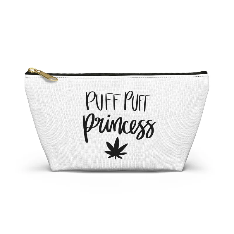 Tote bags with vegan leather for ethics -Puff Puff Princess Weed Accessory Pouch w T-bottom