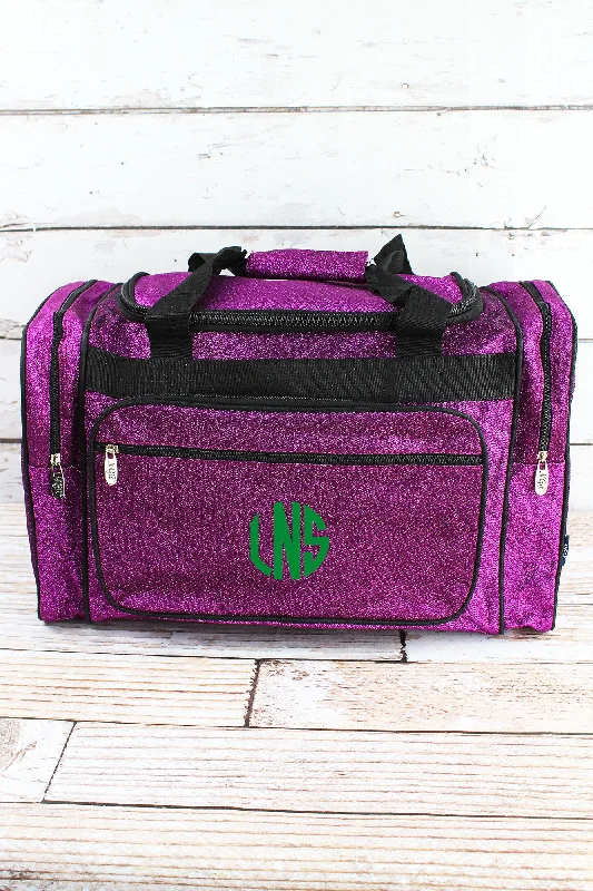 Tote bags with mesh panels for breathability -Purple Glitz & Glam Duffle Bag 20"