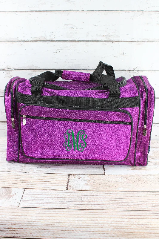 Tote bags with bright accents for pop -Purple Glitz & Glam Duffle Bag 23"