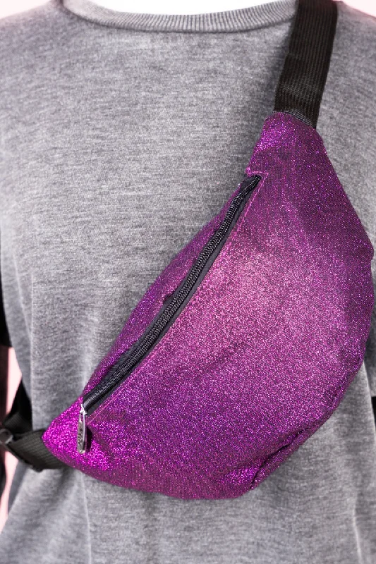 Tote bags with elegant gold-tone hardware -Purple Glitz & Glam Fanny Pack