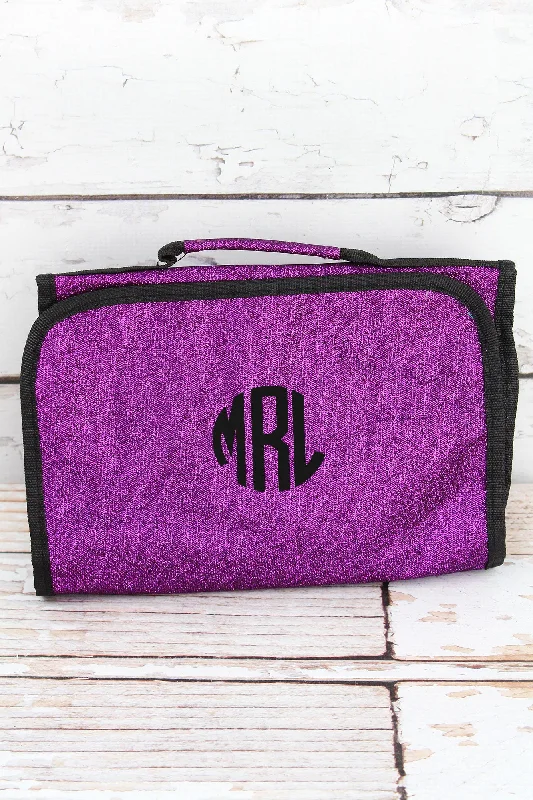 Tote bags with tie-dye patterns for fun -Purple Glitz & Glam Roll Up Cosmetic Bag