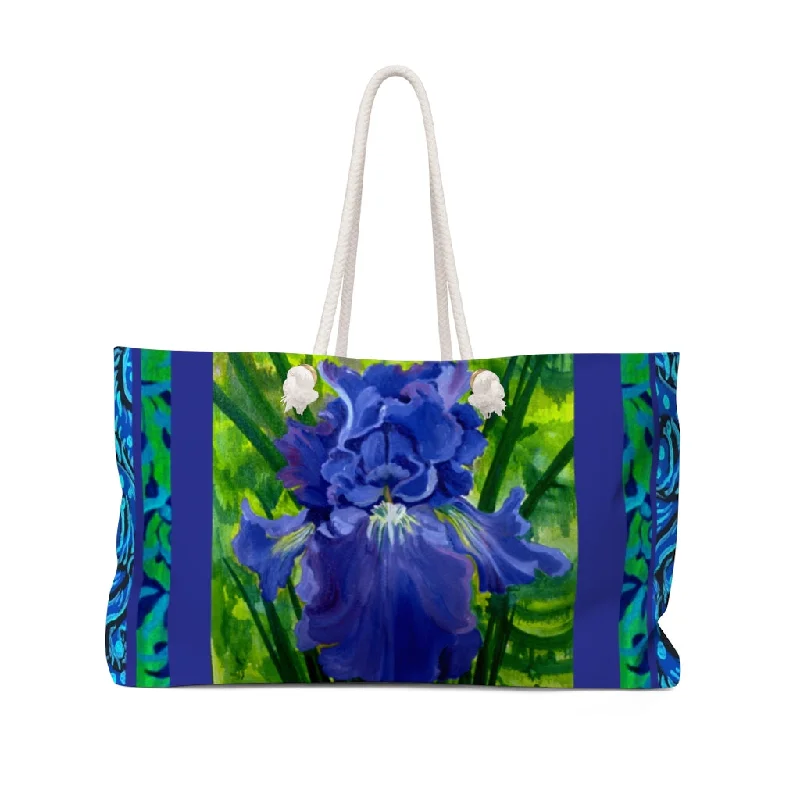 Tote bags with retro logos for nostalgia -Weekender Bag "Blue Iris"