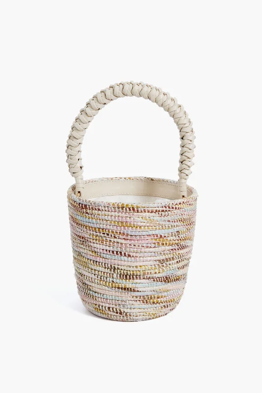 Tote bags with soft leather for luxury -Rainbow Melange Woven Handle Lunchpail