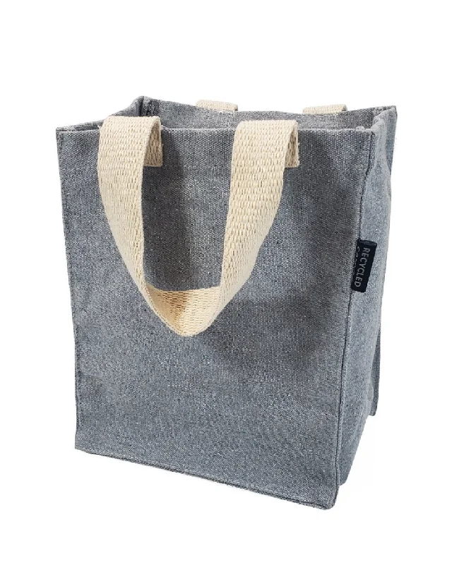 Tote bags with rustic leather for charm -Recycled Canvas Book Bag with Full Gusset - RC864