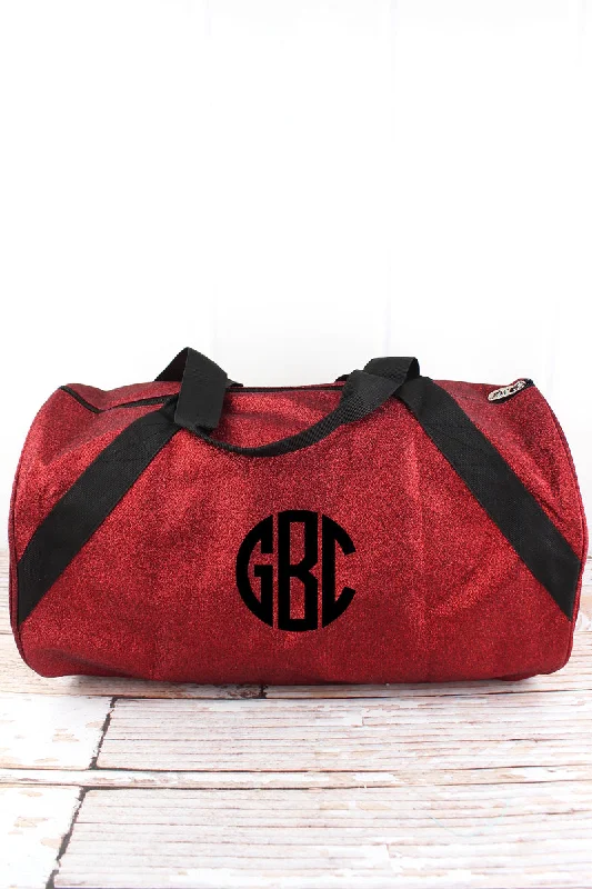 Tote bags with wide openings for access -Red Glitz & Glam Barrel Duffle Bag 18"