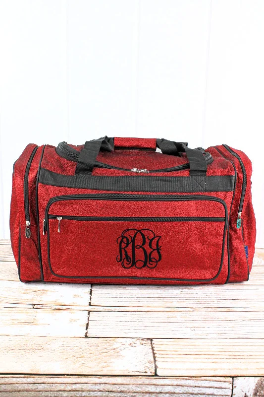 Tote bags with spacious pockets for travel -Red Glitz & Glam Duffle Bag 23"