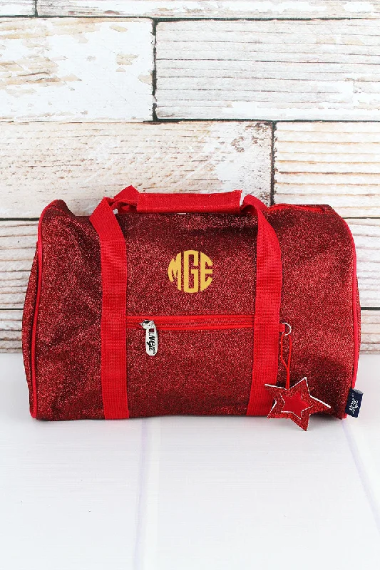 Tote bags with rustic leather for charm -Red Glitz & Glam Petite Duffle Bag 12"