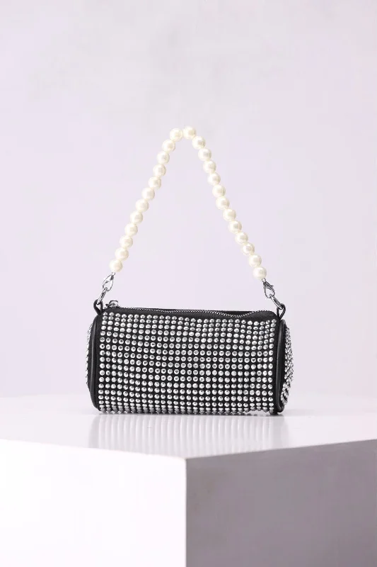 Handle bags with metallic accents for a touch of glamour and shine-Rhinestone Fashion Ladies Purse