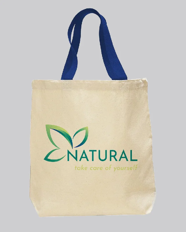 Small tote bags perfect for quick errands -Royal Handle Customize Canvas Tote Bags - Custom Logo Canvas Tote Bags