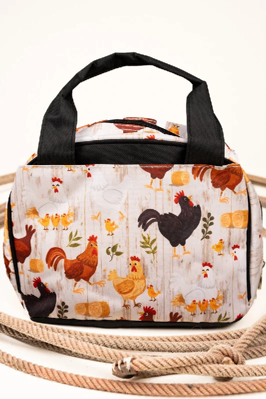 Tote bags with wide openings for access -Rule The Roost Insulated Bowler Style Lunch Bag