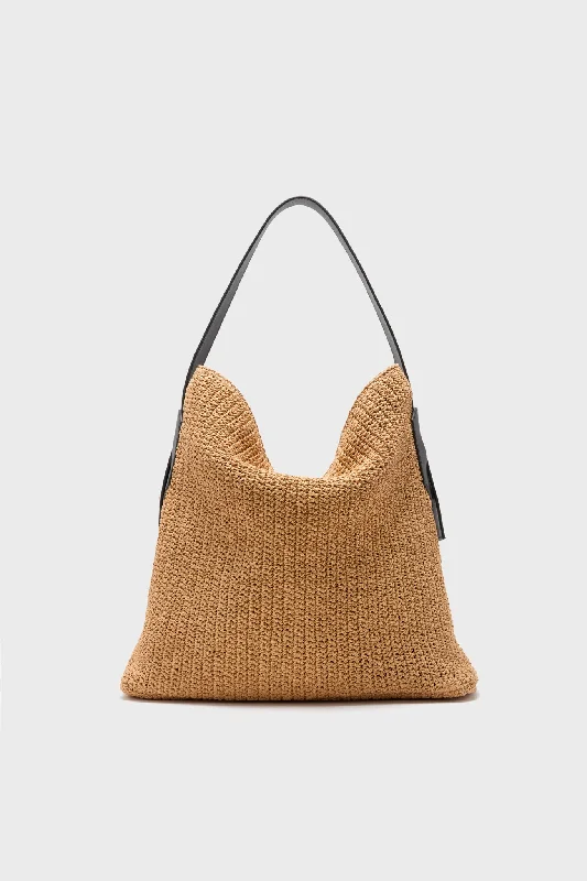 Tote bags with zipper closures for security -Sand and Black Florent Hobo