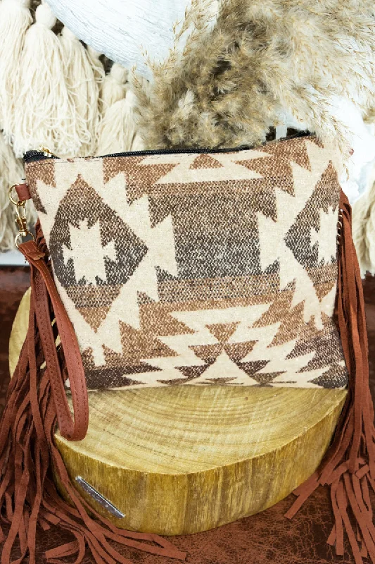 Small tote bags perfect for quick errands -Santa Fe Fringe Crossbody Clutch, Brown