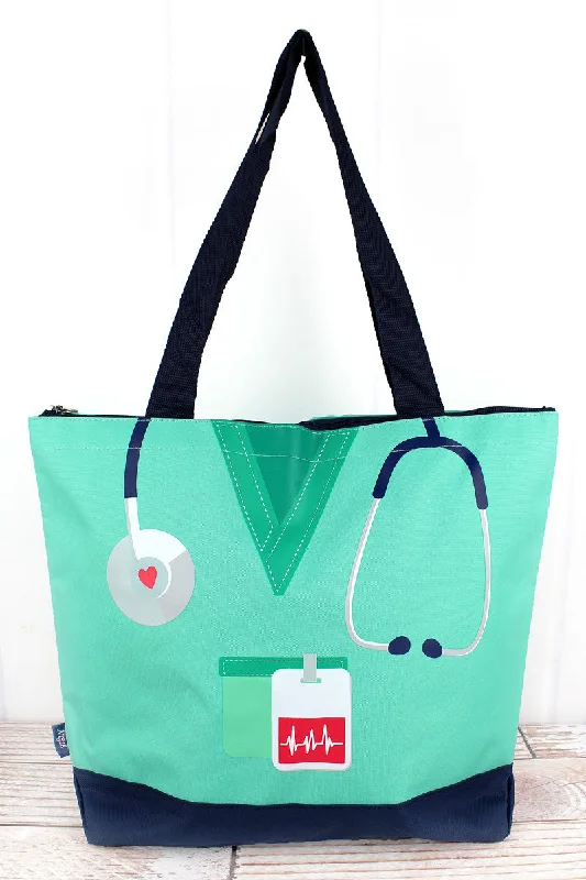 Tote bags with sturdy bases for support -Scrub Life Mint Tote Bag