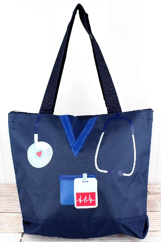 Tote bags with soft leather for luxury -Scrub Life Navy Tote Bag