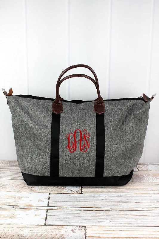 Tote bags with monogram designs for personalization -Steel Gray Crosshatch Weekender