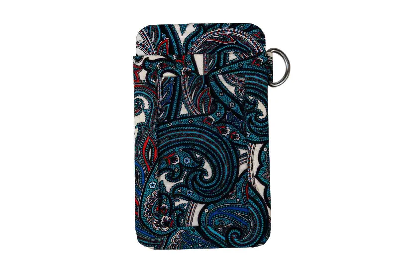 Tote bags with wide openings for access -Eco-Friendly Card Wallet - Black White And Blue Paisley Print