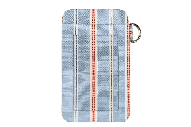 Tote bags with detachable pouches for versatility -Eco-friendly Card Wallet - Blue Red And White Stripes