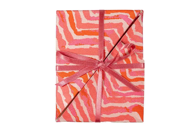 Cotton tote bags for casual weekend outings -Upcycled Greeting Cards - Pink Abstract Chevron Print