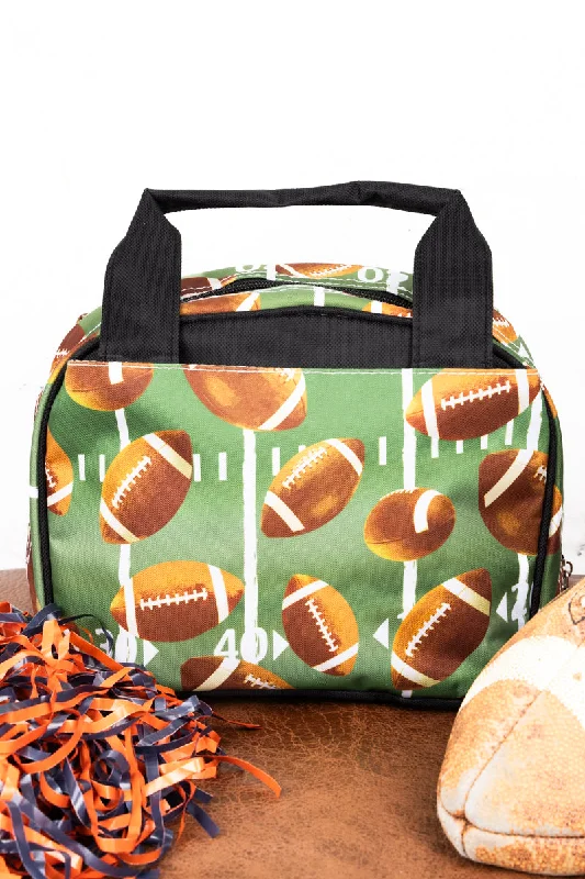 Tote bags with polka dots for fun -The Gridiron Insulated Bowler Style Lunch Bag