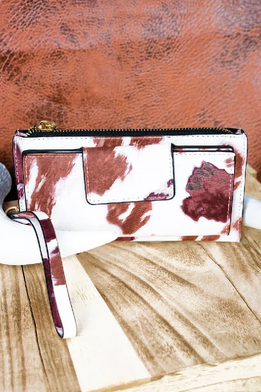 Tote bags with modern cutouts for style -Till The Cows Come Home Faux Leather Wristlet Wallet