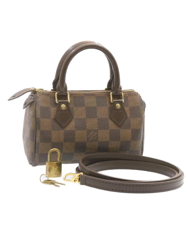 Damier Ebene Mini Speedy Hand Bag SP Order LV Auth