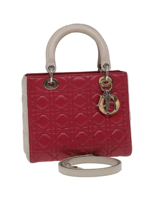 Handle bags with unique shapes for a creative, fashion-forward appearance-Lady Dior Cannage Medium Hand Bag